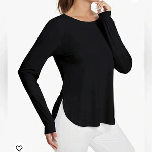 Layer 8 Black Athletic Long Sleeve Shirt With Thumb Holes Size Medium